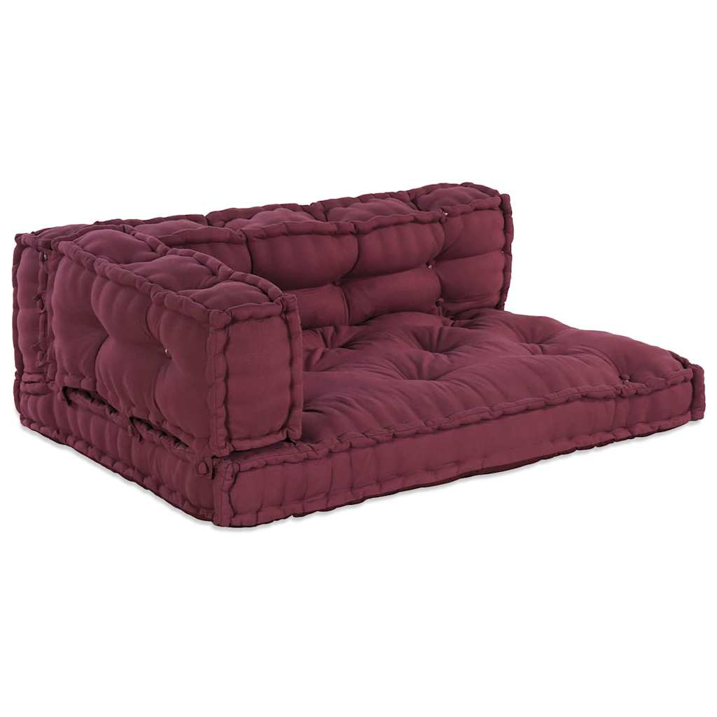 Pallettsoffa Kudde 3 st Tyg Bordeaux 120 x 80 x 38 cm