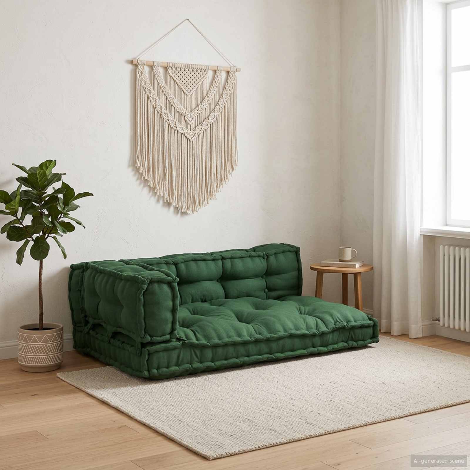 Pallettsoffa Kudde 3 st Tyg Grön 120 x 80 x 38 cm