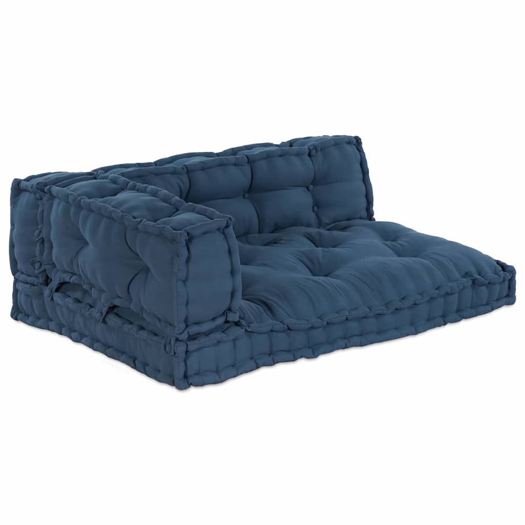 Pallettsoffa Kudde 3 st Tyg Indigo 120 x 80 x 38 cm