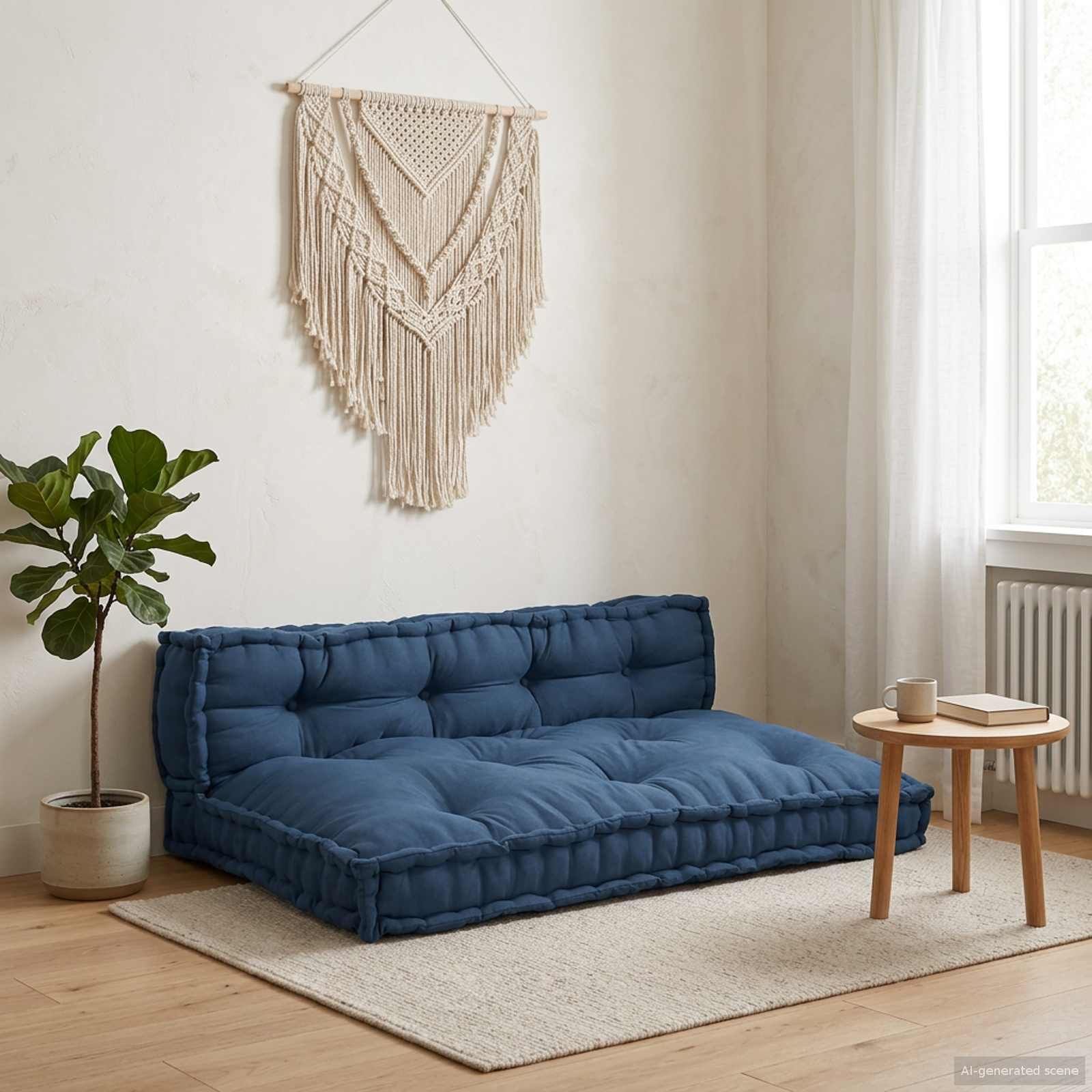 Pallettsoffa Kudde 2 st Tyg Indigo 120 x 80 x 38 cm