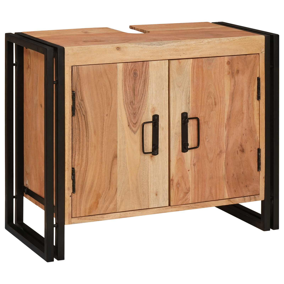 Diskbänksskåp med hylla Brun 71 x 33 x 58 cm Massivt Akaciaträ