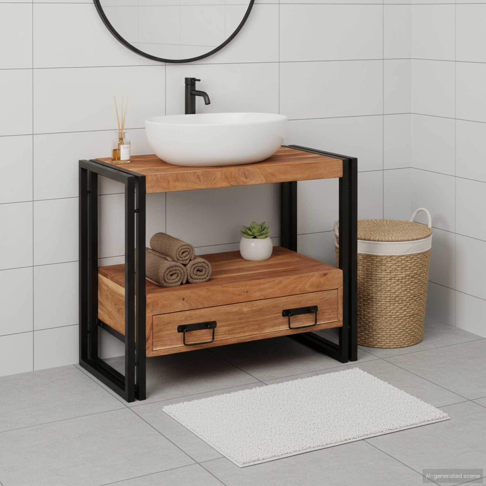 Sminkskåp med låda Brun 71 x 33 x 58 cm Massivt Akaciaträ
