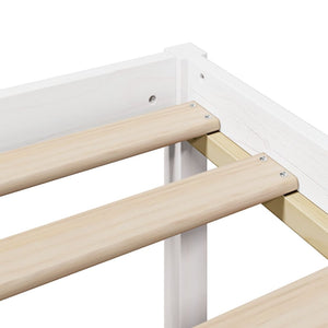 Säng med bokhylla utan madrass vit 140x190cm massiv furu