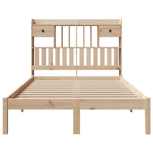 Säng med bokhylla utan madrass 135x190cm massiv furu