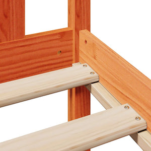 Säng med bokhylla utan madrass vaxbrun 140x200cm massiv furu