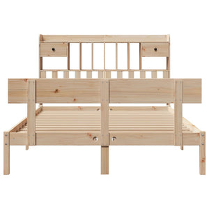 Säng med bokhylla utan madrass 140x200cm massiv furu