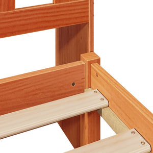 Säng med bokhylla utan madrass vaxbrun 100x200 cm massiv furu