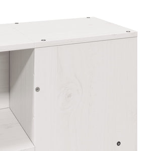 Säng med bokhylla utan madrass vit 135x190cm massiv furu