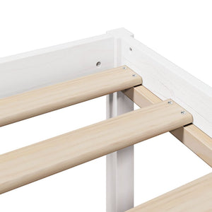 Säng med bokhylla utan madrass vit 75x190cm massiv furu