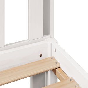 Säng med bokhylla utan madrass vit 75x190cm massiv furu