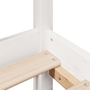 Säng med bokhylla utan madrass vit 160x200cm massiv furu