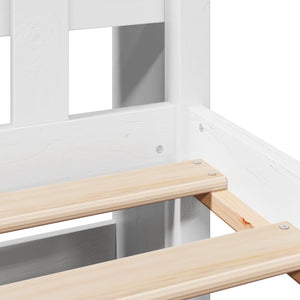 Säng med bokhylla utan madrass vit 150x200 cm massiv furu