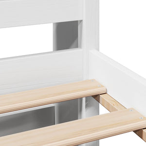 Säng med bokhylla utan madrass vit 135x190cm massiv furu