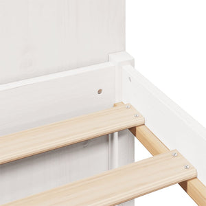 Säng med bokhylla utan madrass vit 200x200cm massiv furu