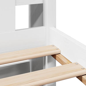 Säng med bokhylla utan madrass vit 90x200cm massiv furu