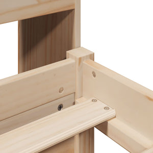 Säng med bokhylla utan madrass 90x200cm massiv furu