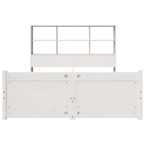 Säng med bokhylla utan madrass vit 160x200cm massiv furu