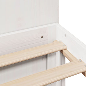 Säng med bokhylla utan madrass vit 120x200 cm massiv furu