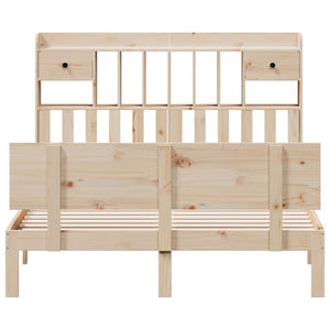 Säng med bokhylla utan madrass 140x200cm massiv furu