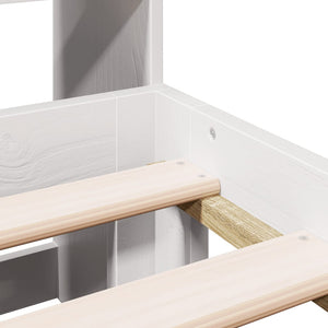 Säng med bokhylla utan madrass vit 140x200cm massiv furu