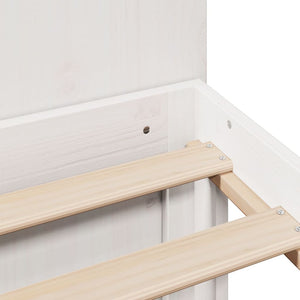 Säng med bokhylla utan madrass vit 120x190 cm massiv furu