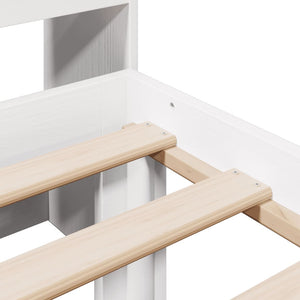 Säng med bokhylla utan madrass vit 90x190cm massiv furu