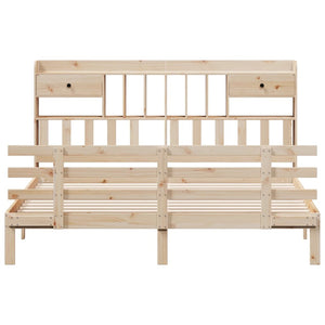 Säng med bokhylla utan madrass 180x200cm massiv furu