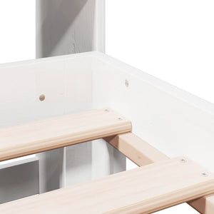 Säng med bokhylla utan madrass vit 180x200cm massiv furu