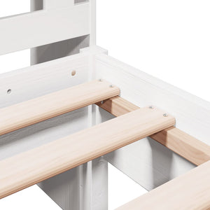 Säng med bokhylla utan madrass vit 90x200cm massiv furu