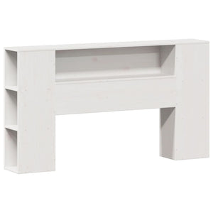 Säng med bokhylla utan madrass vit 160x200cm massiv furu