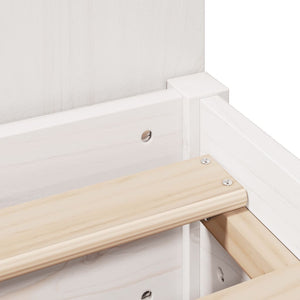 Säng med bokhylla utan madrass vit 160x200cm massiv furu