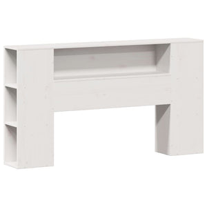 Säng med bokhylla utan madrass vit 140x200cm massiv furu