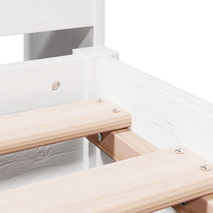 Säng med bokhylla utan madrass vit 180x200cm massiv furu