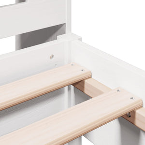 Säng med bokhylla utan madrass vit 90x200cm massiv furu