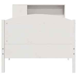 Säng med bokhylla utan madrass vit 75x190cm massiv furu