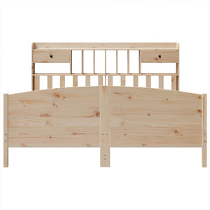 Säng med bokhylla utan madrass 180x200cm massiv furu