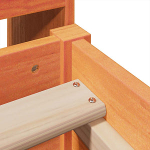 Säng med bokhylla utan madrass vaxbrun 100x200 cm massiv furu