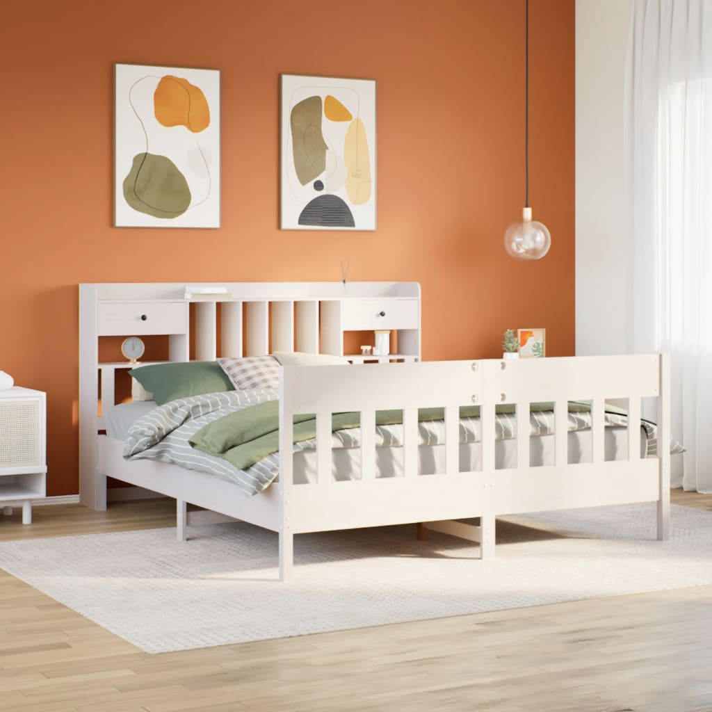 Sängram utan madrass vit 180x200 cm massiv furu