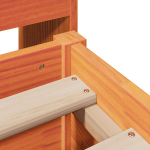 Sängram utan madrass vaxbrun 150x200 cm massiv furu