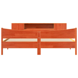 Sängram utan madrass vaxbrun 180x200 cm massiv furu