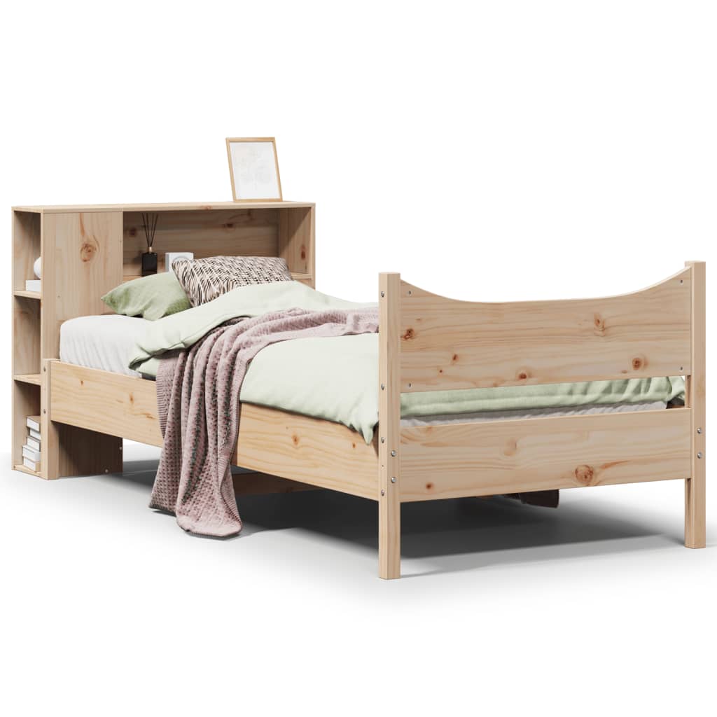 Sängram utan madrass 75x190 cm massiv furu