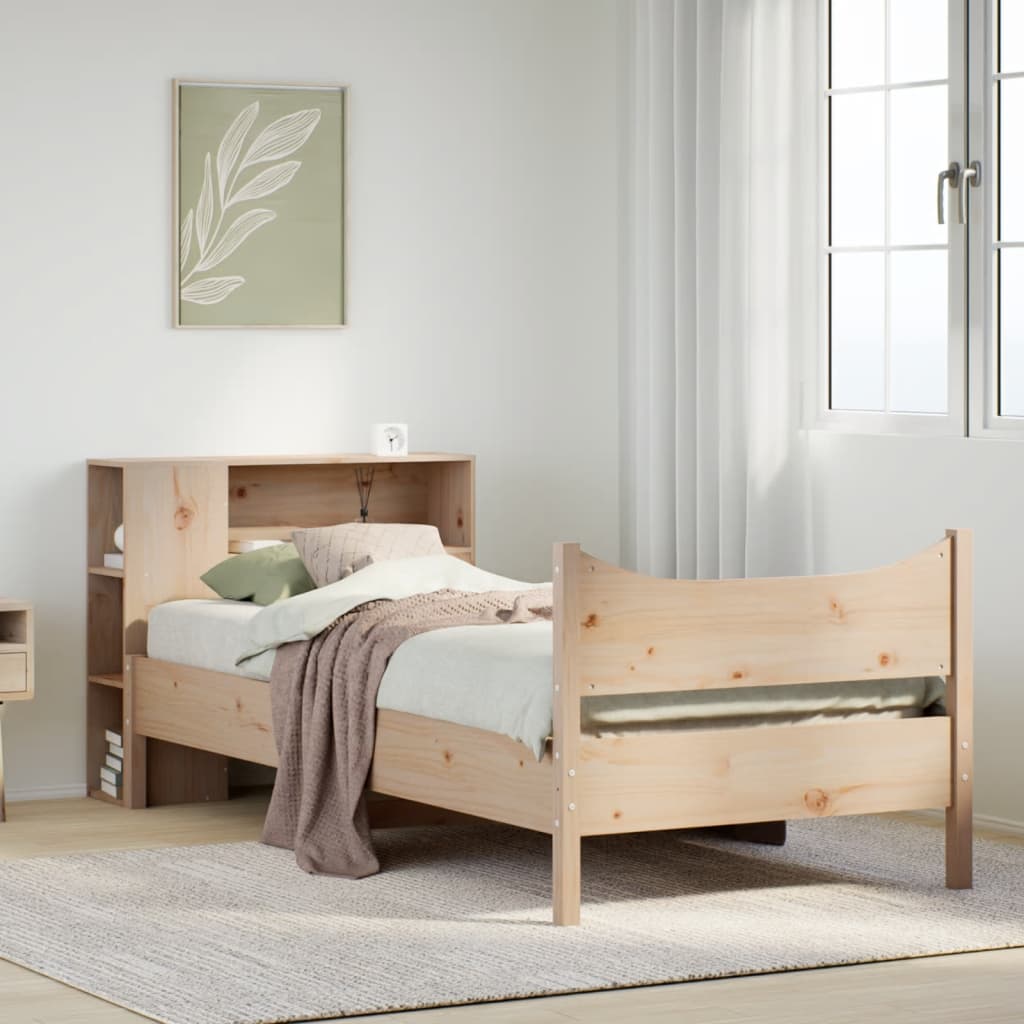 Sängram utan madrass 75x190 cm massiv furu