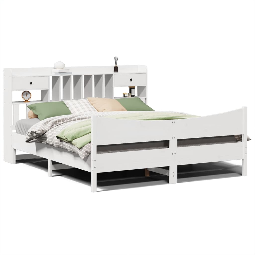 Sängram utan madrass vit 180x200 cm massiv furu