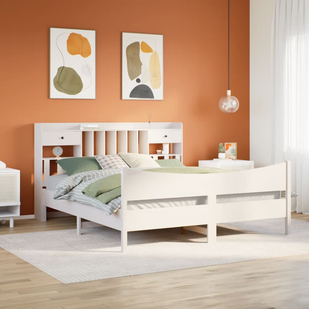 Sängram utan madrass vit 180x200 cm massiv furu