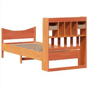 Sängram utan madrass vaxbrun 100x200 cm massiv furu