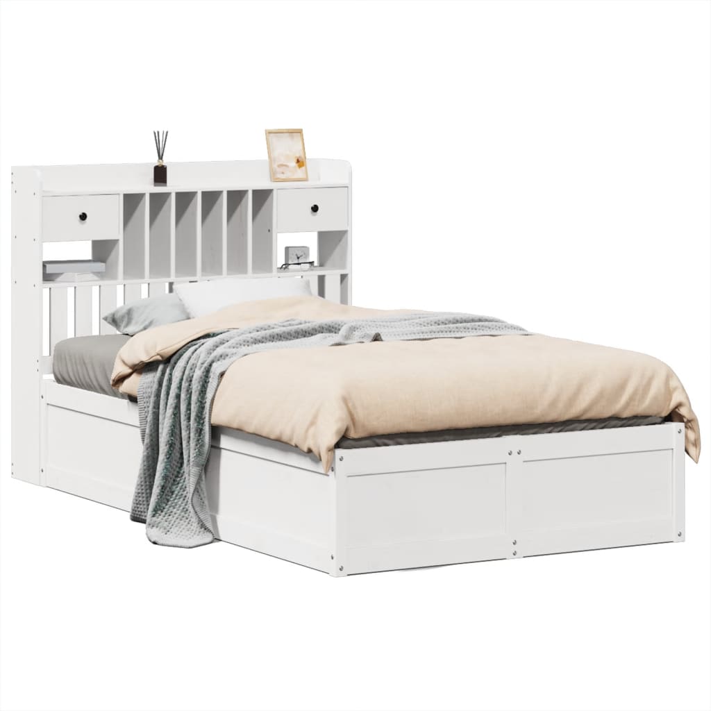 Sängram utan madrass vit 135x190 cm massiv furu