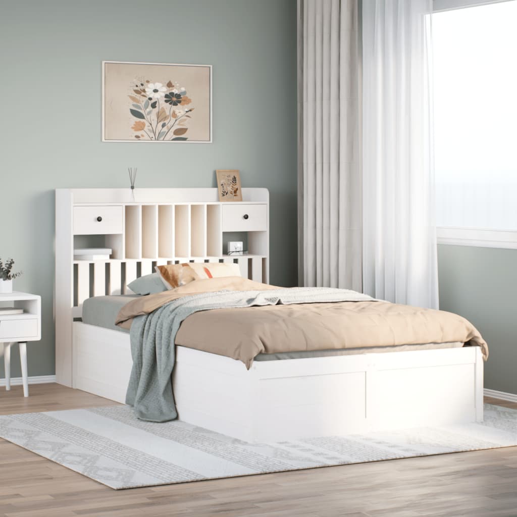 Sängram utan madrass vit 135x190 cm massiv furu