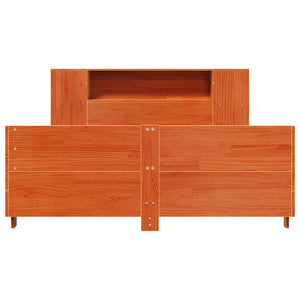 Sängram utan madrass vaxbrun 140x190 cm massiv furu