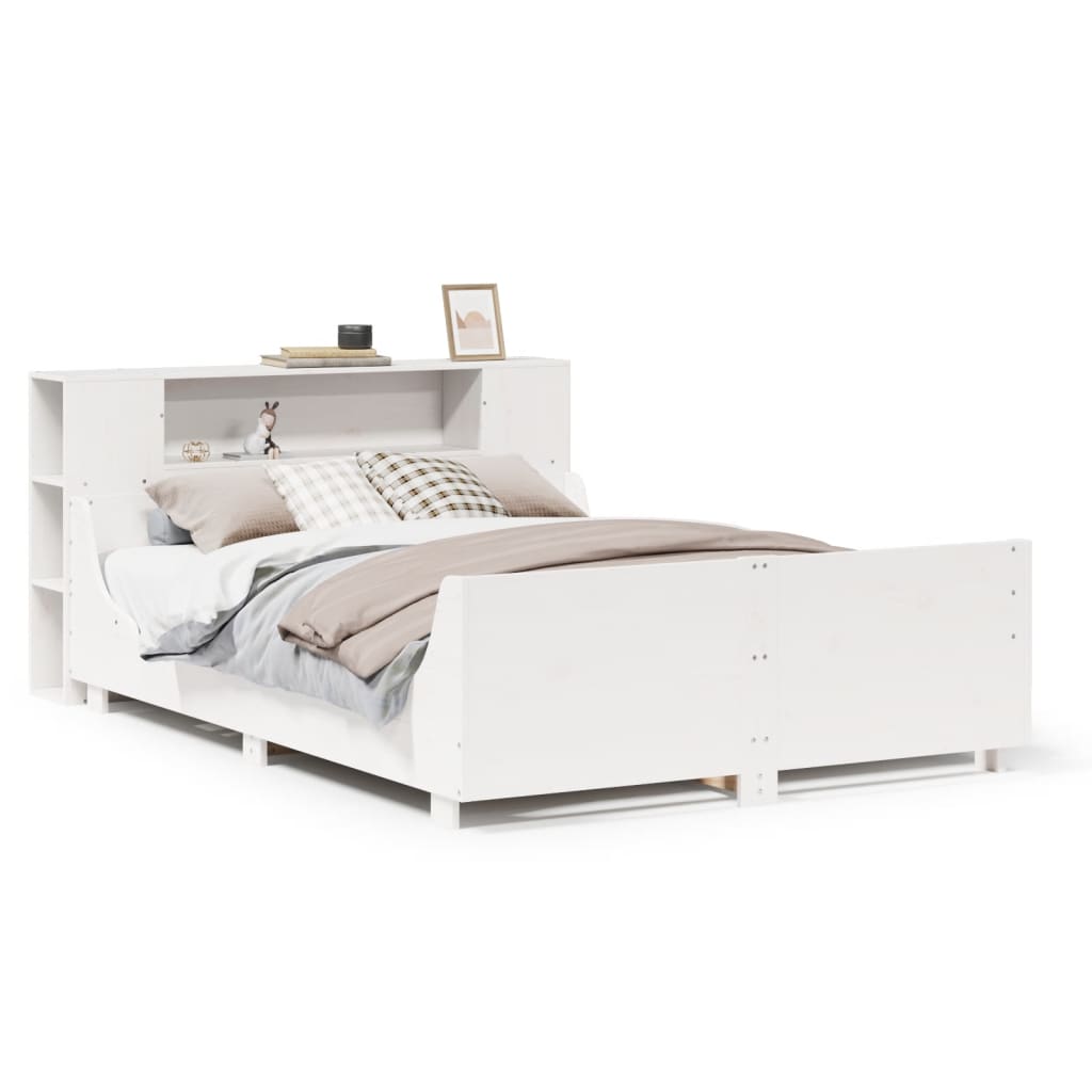 Sängram utan madrass vit 160x200 cm massiv furu