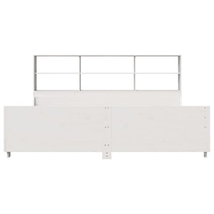 Säng med bokhylla utan madrass vit 180x200 cm massiv trä